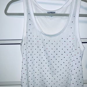 rhinestone white tank top
